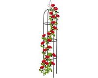 Relaxdays plantensteun klimplanten - metaal - 200 cm hoog - met 3 ringen - vrijstaand - zwart