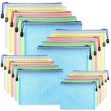 Documententas met ritssluiting, A3+A4+A5+A6, documentenmap, kunststof hoes, 5 kleuren, opslag van kleine voorwerpen, cosmetica en reisaccessoires enz. (20 stuks)