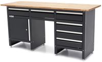 Merkloos / Sans marque HBM 171 Cm Werkbank Met 6 Laden 1 Deur en Massief Houten Werkblad