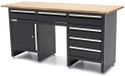 Merkloos / Sans marque HBM 171 Cm Werkbank Met 6 Laden 1 Deur en Massief Houten Werkblad