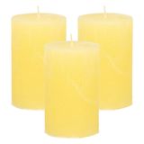 Bougie - 3x - Jaune - 5 x 8 cm - petit modèle rustique - bougie cylindrique - bougie