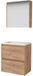 Basic Line Comfort 39 Badkamermeubelset - Ondiep - 60 x 39 cm - Greeploos - 2 Lades - Keramische Wastafel - 1 Kraangat - Spiegelkast - Whisky Oak