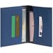 Exacompta - 5105222E - Uniseks autotas Denim - 4 sleuven - 2 transparante hoezen - 14 x 10 cm - blauw