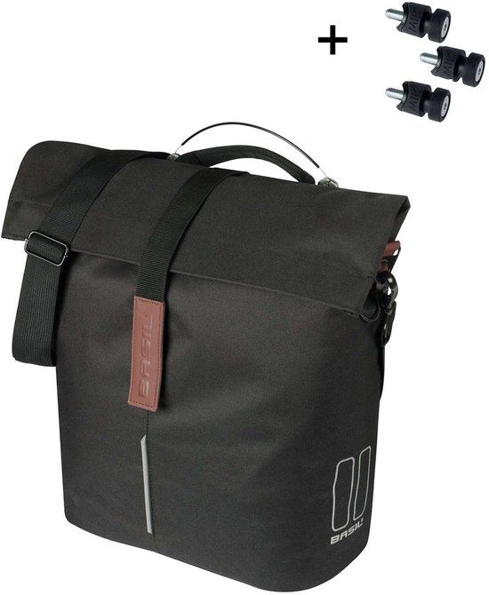Basil City Fiets Shopper MIK Studs - 14-16L - Zwart - Waterafstotend - Reflectiedetails