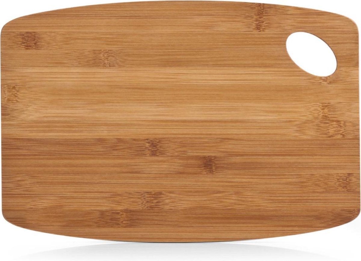 ZELLER 1x Rechthoekige bamboe houten snijplanken met oog 34 cm - - Keukenbenodigdheden - Kookbenodigdheden - Snijplanken/serveerplanken - Houten serveerborden - Snijplanken van hout