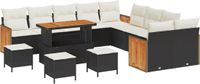 vidaXL Banc de jardin 14 pièces noir et crème