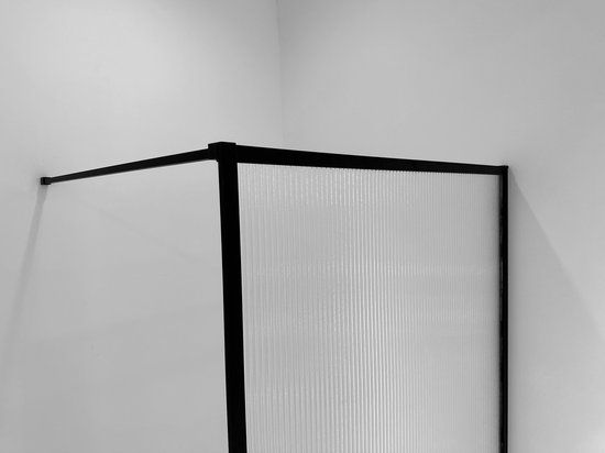 Wiesbaden Square inloopdouche - 90x200cm - 8mm - Geribbeld helder glas/mat zwart