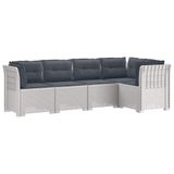 vidaXL - 5-Zits - Tuinbank - met - Kussens - Rattanlook - PP - Wit