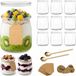 Set van 12 Transparante Yoghurtpotten met Deksel en Lepel