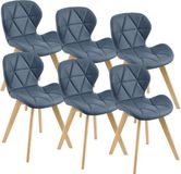 en.casa Eetkamerstoel Almhult set van 6 blauw kunstleer 81x57x49 cm