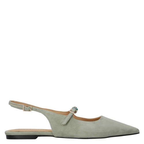 Inuovo slingback suède loafers grijsgroen