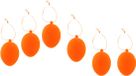 Cepewa Paaseieren hangdecoraties - oranje - set van 6x stuks - 4 x 6 cm - kunststof - Pasen versiering