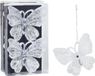 Christmas Decoration Koopman International Christmas Decoration kersthangers vlinders - 4x -wit glitter - 15 cm