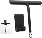 Vinabo Douchewisser, streeploze douchewisser zwart voor glazen deuren, siliconen douchewisser met standaard, douchewisser voor douche, badkamer, spiegel, glasreiniging, tegels, 21 cm