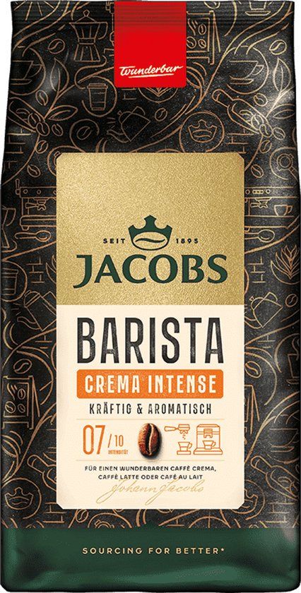 Jacobs Barista Crema Intense - koffiebonen met pure chocolade en pecannoten - 1 kilo