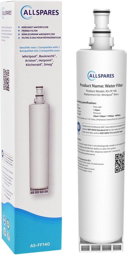 AllSpares Waterfilter AS-FF140 - Geschikt voor SBS002, SBS200, SBS103, 481281729632 - 1 stuk