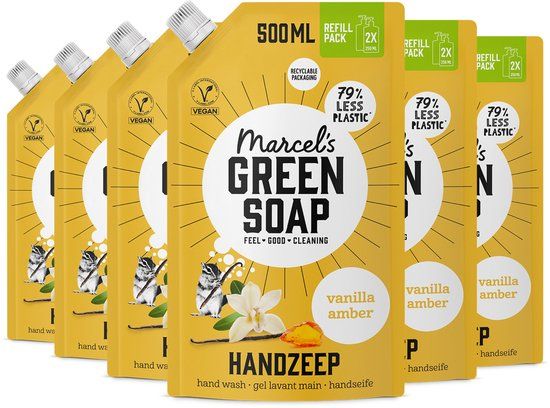 Marcel's Green Soap Handzeep Navulling - Vanille & Amber - 6 x 500ml