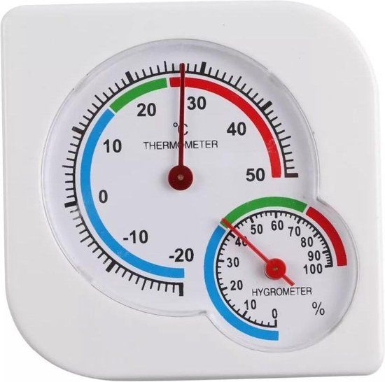 Thermometer - Indoor - Outdoor Hygrometer - Analoog - Meet Vochtigheid Binnenshuis of Buitenshuis - Weerstation - Wit