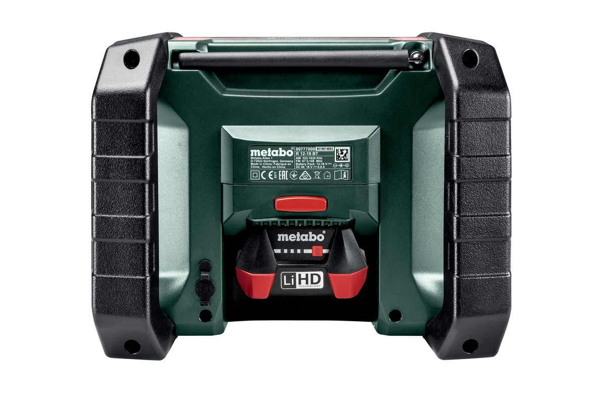 Metabo R 12-18 BT Draagbare FM/AM Radio met Bluetooth - Zwart/Groen