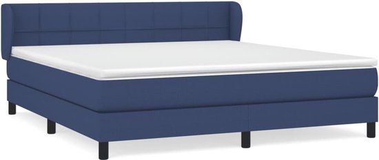 vidaXL Boxspring met matras stof blauw 160x200 cm