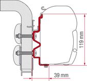 Fiamma Hymercamp luifeladapter wandmontage 350 Zwart Aluminium