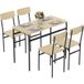 Ensemble de salle à manger 5 pièces avec table rectangulaire et 4 chaises en bois et métal, noir et naturel