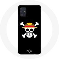 Maniacase Hoesje voor Samsung Galaxy A51 4G One Piece Manga Schedel zwarte achtergrond