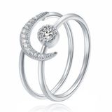 LGT JWLS Lookinggoodtoday Dames Ring Zilverkleurig met Maan en Zirkonia Steen-19mm