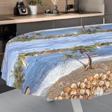 ANRO Afwasbaar tafelzeil, tuintafelkleed, voor binnen en buiten, ovaal, 200 x 140 cm, snijrand, vakantie