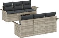 vidaXL Tuinbank Set Lichtgrijs Polyrattan