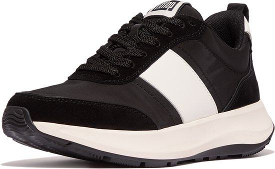 FitFlop F-Mode Flow Sneaker - Nylon & Suede Mix - Zwart - Maat 41 - Unisex