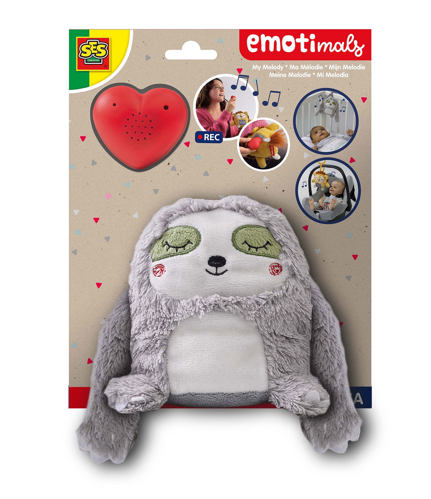 SES Creative Emotimal Mijn Melodie - Luka de luiaard - Grijs - Interactief