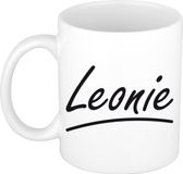 Bellatio Decorations Leonie Naam koffiemok - beker - met sierlijke letters - wit