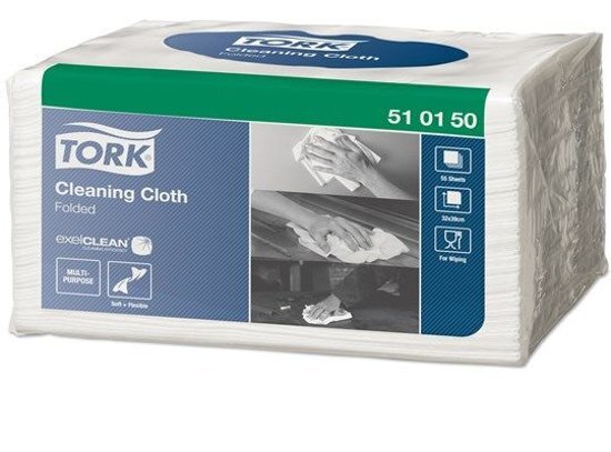 Europroducts Tork Premium 510 werkdoek 1-lgs wit 39x32 cm doos Ã 8 pak/55 vel 510150