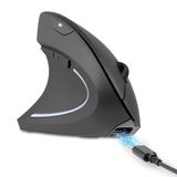Perixx PERIMICE-713LR - Draadloze, oplaadbare verticale muis voor linkshandigen - Dubbele oplaadfunctie (kabel en draadloos) - 6 toetsen - Linkshandig ontwerp