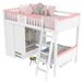 StarTech Stapelbed 90 x 200 cm - Enkelbed zonder matras - Stijl A - LED-verlichting - Kledingkast - Opbergruimte - Wit