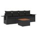 vidaXL 5-delige Loungeset met kussens, polyrattan, zwart