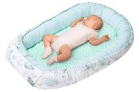 Medi Partners Babynest Knuffelnest 100% Katoen Nest Reis Bed voor baby's 100x60x15cm Uitneembaar inzetstuk (Oceaan met munt Minky)