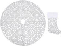 vidaXL - Kerstboomrok - luxe - met - sok - 150 cm - stof - wit