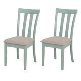 Mendler Set van 2 eetkamerstoelen HWC-G46, keukenstoel, stof/textiel massief hout - mintkleurig frame, beige