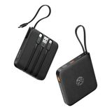 VRURC Powerbank, Power Bank 10000mAh Klein met 4 Kabels, 22,5W Snelladen | Mini Draagbare Oplader, USB-C Externe Batterij met LED Display, Accu Pack voor iPhone Huawei Samsung Smartphone