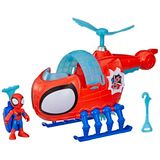 Marvel Spidey and His Amazing Friends Team Spidey Copter, actiefiguur van 7,6 cm met speelgoedvoertuig