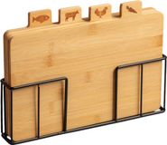 Valevo - 4x planchettes à découper en bambou avec support - 28x17 cm