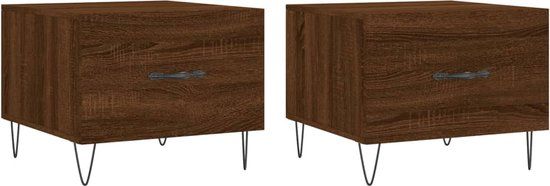 VidaXL Salontafels 2 st 50x50x40 cm bewerkt hout bruin eikenkleur