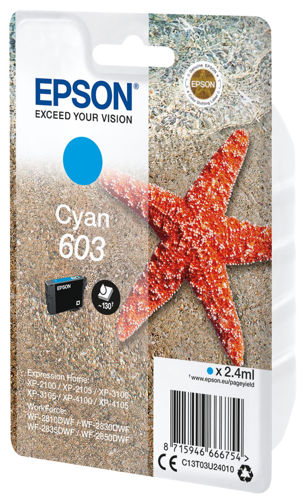 Epson 603 Cyaan inktcartridge - C13T03U24020