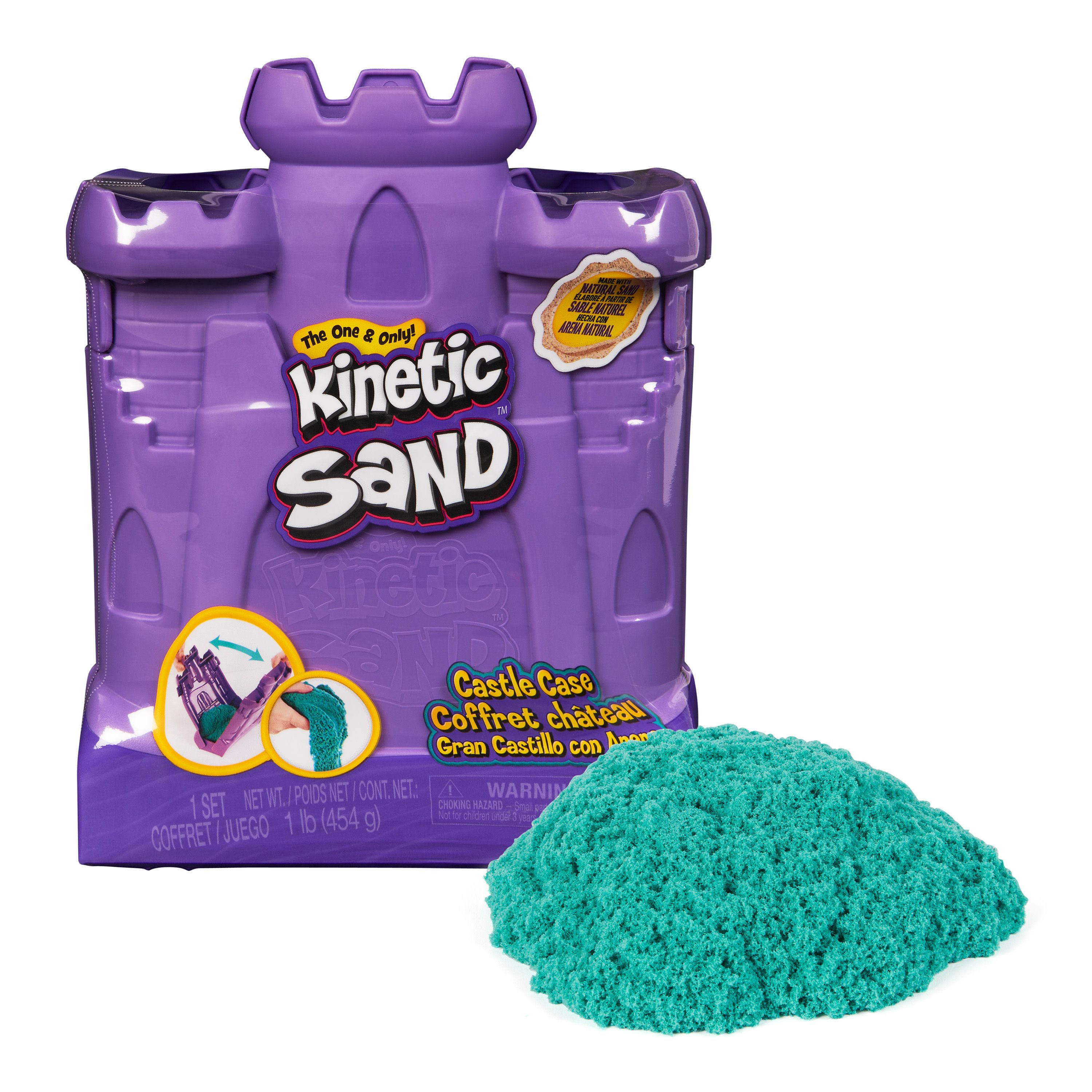 Kinetic Sand Castle Case - Teal - Kinetic Sand for Kids - 453g - Ages 3+