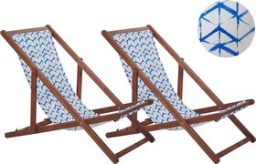 Beliani ANZIO 2er Set - Strandstoel - wit - acaciahout