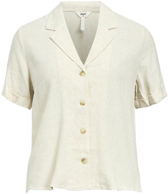 Object Objsanne S/s Re Shirt Dames Jurk - Ecru - Maat 42