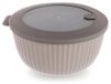 Beige bol en plastique de 1 litre avec couvercle - 16,5 cm de diamètre
