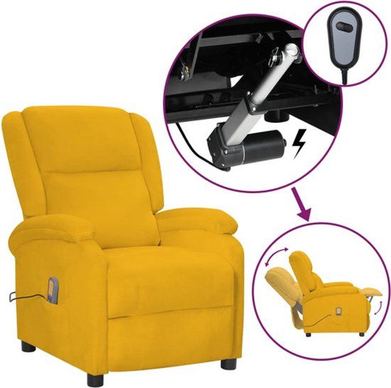 vidaXL Massagestoel elektrisch fluweel geel